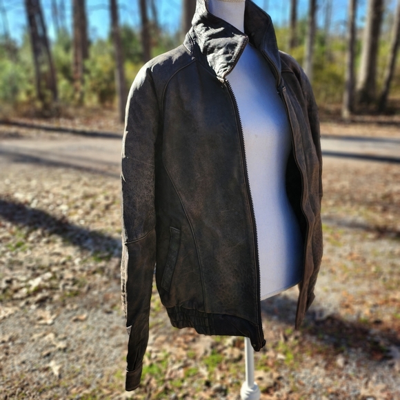 Vintage J.Park Original Distressed Leather Bomber Jacket - Picture 3 of 12
